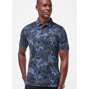 TravisMathew Mens Size L Mainlanders Golf Polo Tropical Blue/Black Active